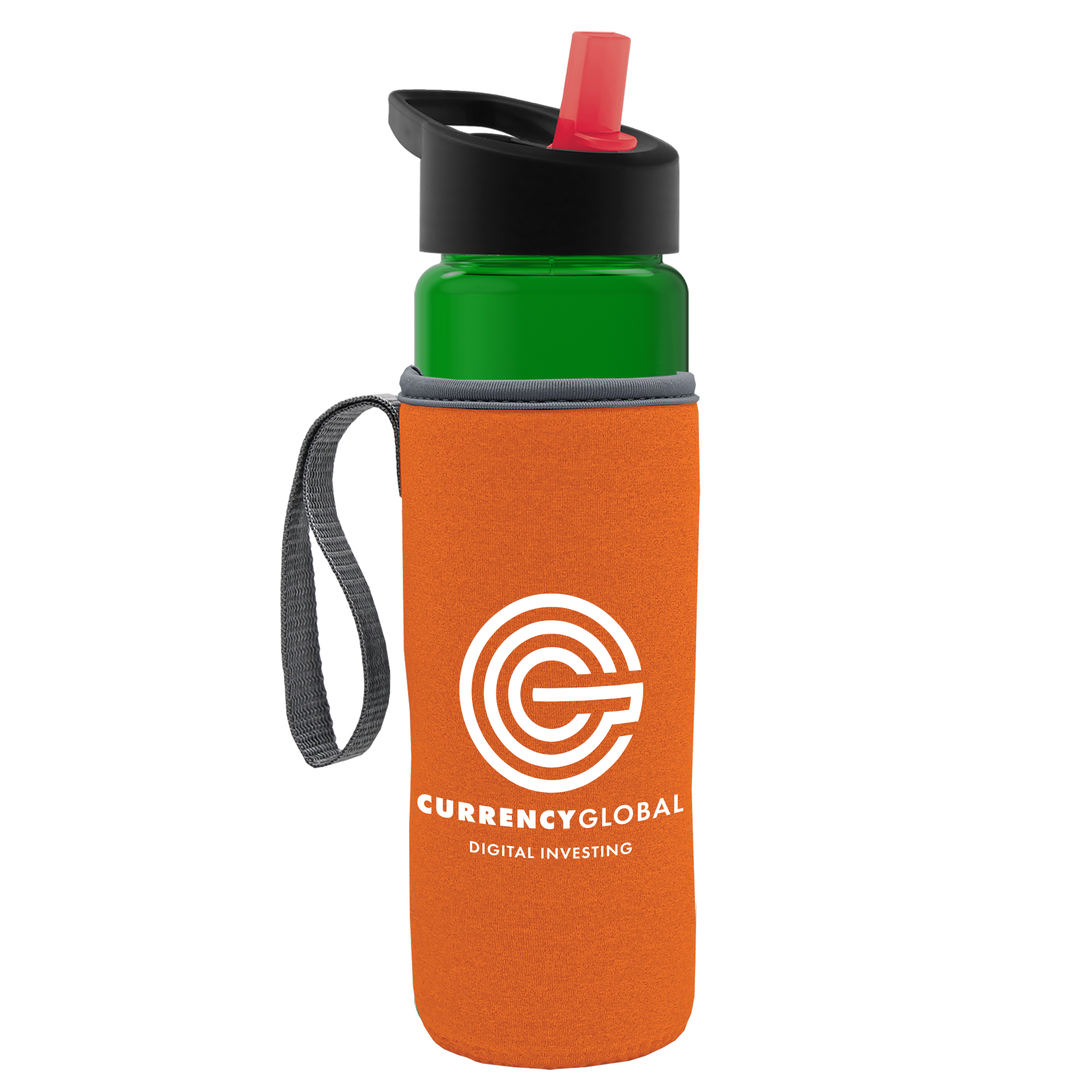 Wave Tritan® Bottle with Flip-Straw Lid and Insulated Caddy - 24 oz.